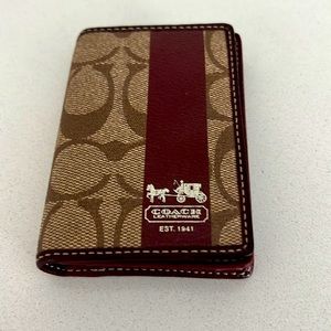 Coach Signature Canvas Leather bi-fold card case, persimon